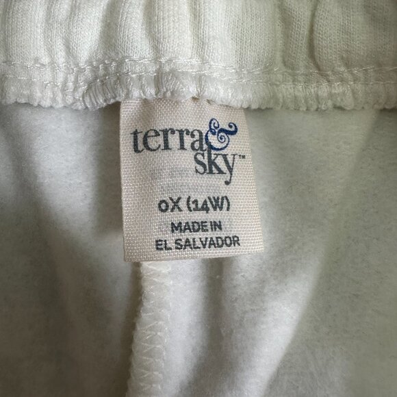 Terra &‎ Sky Womens Sweatshirt Pants Size 0X (14W) Cream Color Side Pock… - Picture 8 of 13